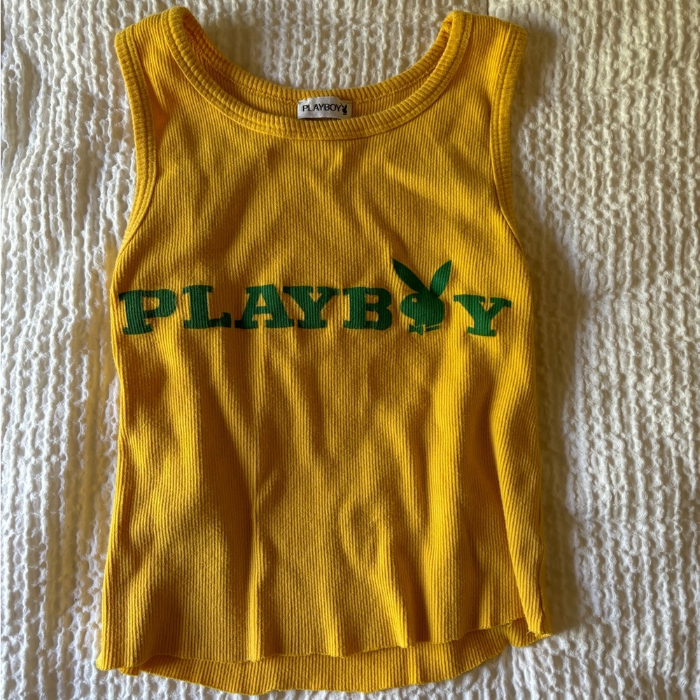 *SOLD* Vintage playboy yellow & green tank top